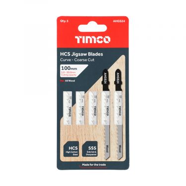 Click Here To Enlarge This Photo Of TIMCO AHGS24 - 5pcs HCS Jigsaw Blades for Wood (T244D Bosch equiv.)