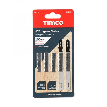 Click Here To Enlarge This Photo Of TIMCO AHC12 - 5pcs HCS Jigsaw Blades for Wood (T101B Bosch equiv.)