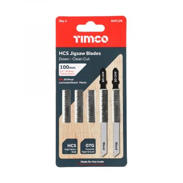Click Here To Enlarge This Photo Of TIMCO AHC12R - 5pcs HCS Jigsaw Blades for Wood (T101BR Bosch equiv.)