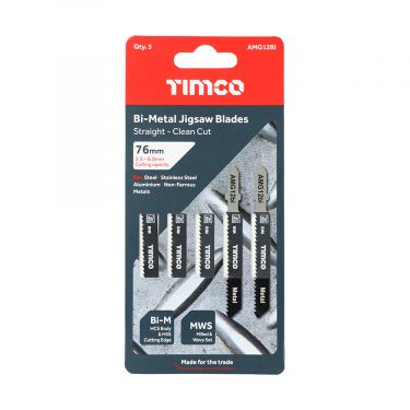 Click Here To Enlarge This Photo Of TIMCO AMG12BI - 5pcs Bi-Met Jigsaw Blades for Metal (T118BF Bosch equiv.)