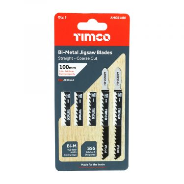 Click Here To Enlarge This Photo Of TIMCO AHGS14BI - 5pcs Bi-Metal Jigsaw Blades for Wood (T144DF Bosch equiv.)