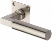 BAU1926-SN Heritage Brass Door Handle Lever Latch on Square Rose Bauhaus Design Satin Nickel Finish
