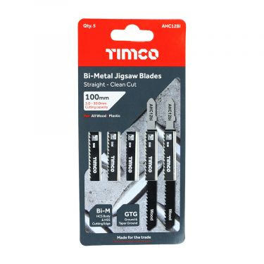 Click Here To Enlarge This Photo Of TIMCO AHC12BI - 5pcs Bi-Metal Jigsaw Blades for Wood (T101BF Bosch equiv.)