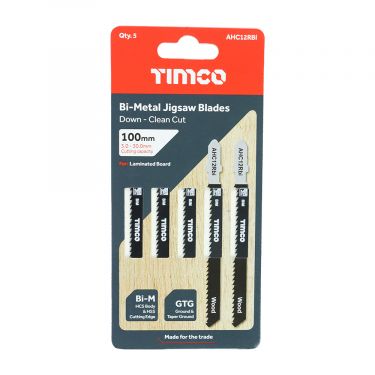 Click Here To Enlarge This Photo Of TIMCO AHC12RBI - 5pcs Bi-Metal Jigsaw Blades for Wood (T101BRF Bosch equiv.)