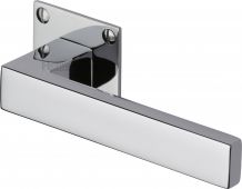 BAU1928-PC Heritage Brass Door Handle Lever Latch on Square Rose Delta Bh Design Polished Chrome Finish