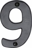 FB351 9 M.Marcus Black Iron Rustic Numeral 9 Face Fix 76mm (3")