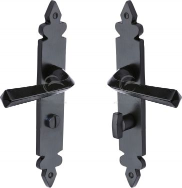 Click Here To Enlarge This Photo Of FB3630 M.Marcus Black Iron Rustic Door Handle Bathroom Set Ironbridge Design