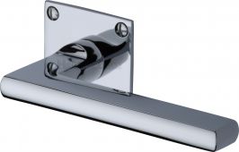 BAU2910-PC Heritage Brass Door Handle Lever Latch on Square Rose Trident Design Polished Chrome Finish