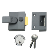 2631 - YALE 84 Non-Deadlocking Nightlatch 40mm Dull Metal Grey c/w Satin Chrome cylinder