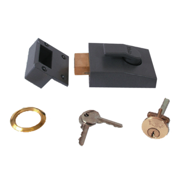 Click Here To Enlarge This Photo Of 2658 - YALE 82 Deadbolt Nightlatch 60mm Dull Metal Grey c/w Polished Brass cylinder