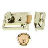 L5384 - YALE 77 Non-Deadlocking Traditional Nightlatch 60mm Brasslux c/w Polished Brass cylinder