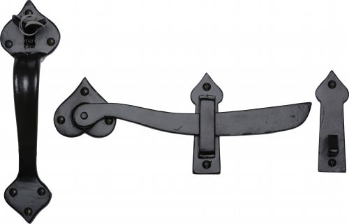 Click Here To Enlarge This Photo Of FB568 M.Marcus Black Iron Rustic Gate Latch