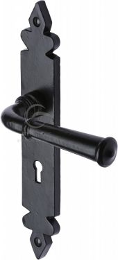 Click Here To Enlarge This Photo Of FB5800 M.Marcus Black Iron Rustic Door Handle Lever Lock Ludlow Design
