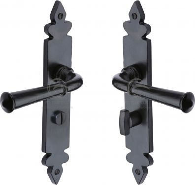 Click Here To Enlarge This Photo Of FB5830 M.Marcus Black Iron Rustic Door Handle Bathroom Set Ludlow Design