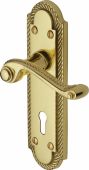 G010-PB Heritage Brass Door Handle Lever Lock Gainsborough Design Polished Brass Finish