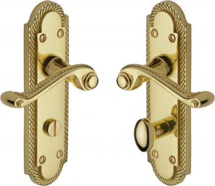 Click Here To Enlarge This Photo Of G025-PB Heritage Brass Door Handle For Bathroom Gainsborough Design Polished Brass Finish