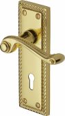 G040-PB Heritage Brass Door Handle Lever Lock Georgian Design Polished Brass Finish