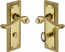 G050-PB Heritage Brass Door Handle For Bathroom Georgian Design Polished Brass Finish
