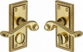 G055-PB Heritage Brass Door Handle For Privacy Set Georgian Short Design Polished Brass Finish