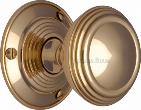 Click Here To Enlarge This Photo Of GOO986-PB Heritage Brass Mortice Knob on Rose Goodrich Design Polished Brass Finish