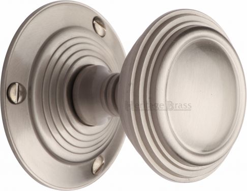 Click Here To Enlarge This Photo Of GOO986-SN Heritage Brass Mortice Knob on Rose Goodrich Design Satin Nickel Finish