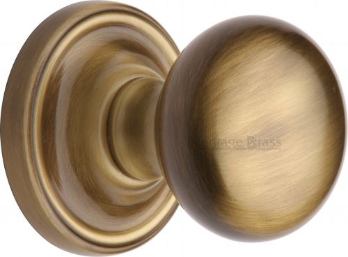 Click Here To Enlarge This Photo Of HAM8361-AT Heritage Brass Mortice Knob on Rose Hampstead Design Antique Brass Finish