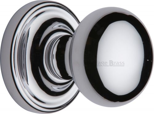 Click Here To Enlarge This Photo Of HAM8361-PC Heritage Brass Mortice Knob on Rose Hampstead Design Polished Chrome Finish