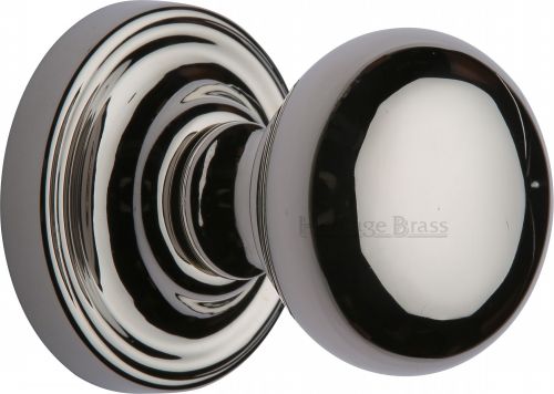 Click Here To Enlarge This Photo Of HAM8361-PNF Heritage Brass Mortice Knob on Rose Hampstead Design Polished Nickel Finish