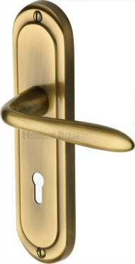 Click Here To Enlarge This Photo Of HEN1200-AT Heritage Brass Door Handle Lever Lock Henley Design Antique Brass Finish