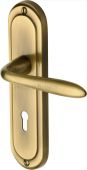 HEN1200-AT Heritage Brass Door Handle Lever Lock Henley Design Antique Brass Finish