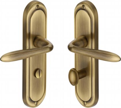 Click Here To Enlarge This Photo Of HEN1230-AT Heritage Brass Door Handle For Bathroom Henley Design Antique Brass Finish