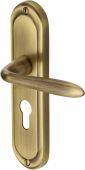 HEN1248-AT Heritage Brass Door Handle For Euro Profile Plate Henley Design Antique Brass Finish