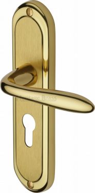 Click Here To Enlarge This Photo Of HEN1248-MF Heritage Brass Door Handle For Euro Profile Plate Henley Design Mayfair Finish