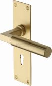 BAU7300-SB Heritage Brass Door Handle Lever Lock Bauhaus Design Satin Brass Finish