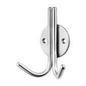 HCH1015BSS - Carlisle Brass Eurospec 10mm Double Coat Hook on 47mm Dia Rose Bright Stainless Steel