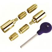 WF18 - Carlisle Brass Sash Window Stop (2 x Stops 4 x Ferrules 1 x Key) 25 x 16mm Polished Brass