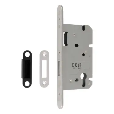 Click Here To Enlarge This Photo Of DLS0060EPSSS&sol;R - Carlisle Brass Eurospec DIN Euro Deadlock 60mm &lpar;Radius Corners&rpar; Satin Stainless Steel