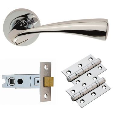 Click Here To Enlarge This Photo Of GK007CP/INTB - Carlisle Brass 'Sintra' Lever on Rose Latch Pack - Polished Chrome