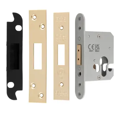 Click Here To Enlarge This Photo Of EDS5025PVD  - Carlisle Brass Easi-T Heavy Duty 64mm Euro Profile Deadlock &lpar;Square Corners&rpar; PVD Stainless Brass