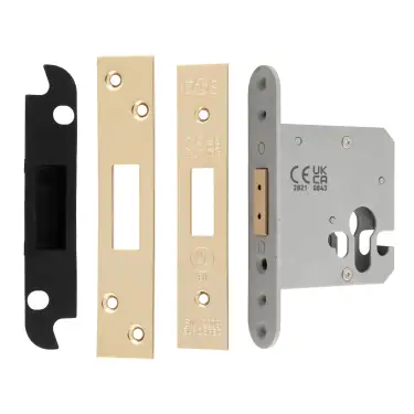 Click Here To Enlarge This Photo Of EDS5030PVD  - Carlisle Brass Easi-T Heavy Duty 76mm Euro Profile Deadlock &lpar;Square Corners&rpar; PVD Stainless Brass