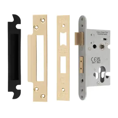 Click Here To Enlarge This Photo Of ESS5025PVD  - Carlisle Brass Easi-T Heavy Duty 64mm Euro Profile Sashlock &lpar;Square Corners&rpar; PVD Stainless Brass