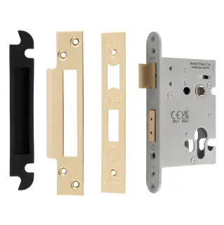 ESS5030PVD  - Carlisle Brass Easi-T Heavy Duty 76mm Euro Profile Sashlock &lpar;Square Corners&rpar; PVD Stainless Brass