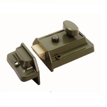 Click Here To Enlarge This Photo Of RCN8160GN/SC - Carlisle Brass Eurospec 60mm Rim Cylinder Nightlatch Traditional Style with Satin Chrome Cylinder