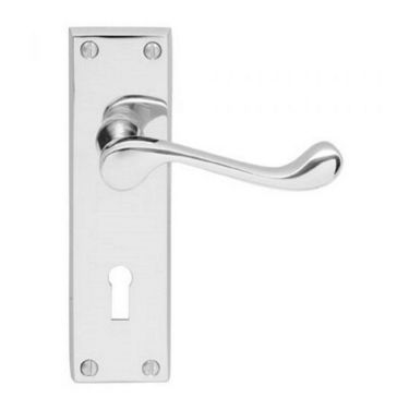 Click Here To Enlarge This Photo Of DL54CP - Carlisle Brass Victorian Scroll Lever on Lock Backplate Polished Chrome
