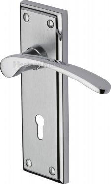 Click Here To Enlarge This Photo Of HIL8600-AP Heritage Brass Door Handle Lever Lock Hilton Design Apollo Finish