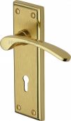 HIL8600-MF Heritage Brass Door Handle Lever Lock Hilton Design Mayfair Finish