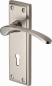 HIL8600-SN Heritage Brass Door Handle Lever Lock Hilton Design Satin Nickel Finish