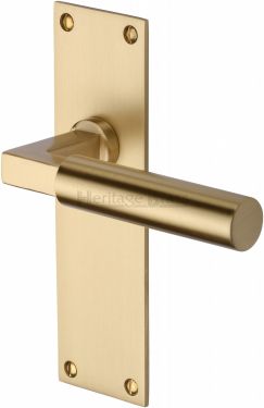 Click Here To Enlarge This Photo Of BAU7310-SB Heritage Brass Door Handle Lever Latch Bauhaus Design Satin Brass Finish