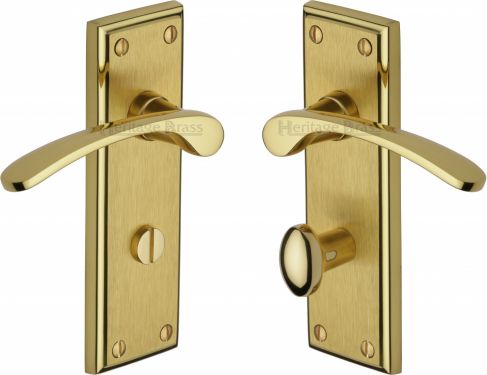 Click Here To Enlarge This Photo Of HIL8630-MF Heritage Brass Door Handle For Bathroom Hilton Design Mayfair Finish