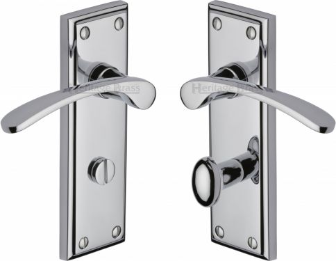Click Here To Enlarge This Photo Of HIL8630-PC Heritage Brass Door Handle For Bathroom Hilton Design Polished Chrome Finish
